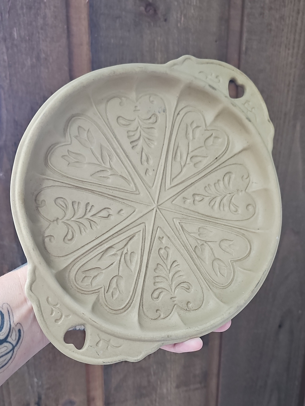 Handcrafted Ceramic Shortbread Mold Dish with Handles